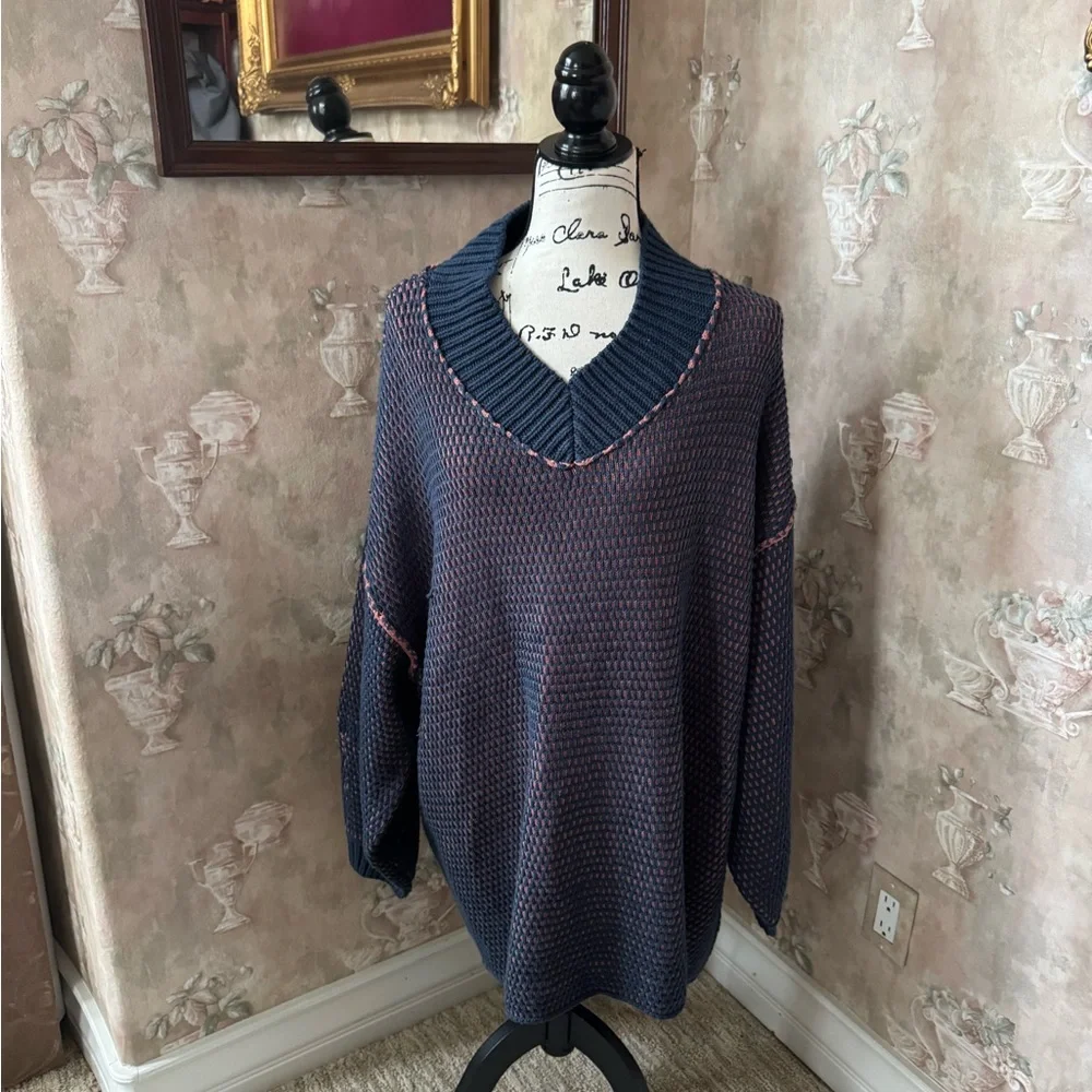 FREE PEOPLE MAISIE CHUNKY V NECK SWEATER M L